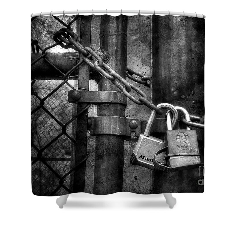 Chain Shower Curtain featuring the photograph Locks Locking Locks by Michael Eingle