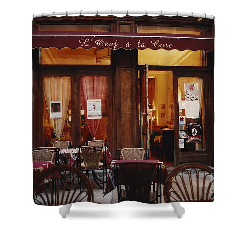 Brasserie Shower Curtain featuring the photograph L'Oeuf a la Cote by Riccardo Mottola