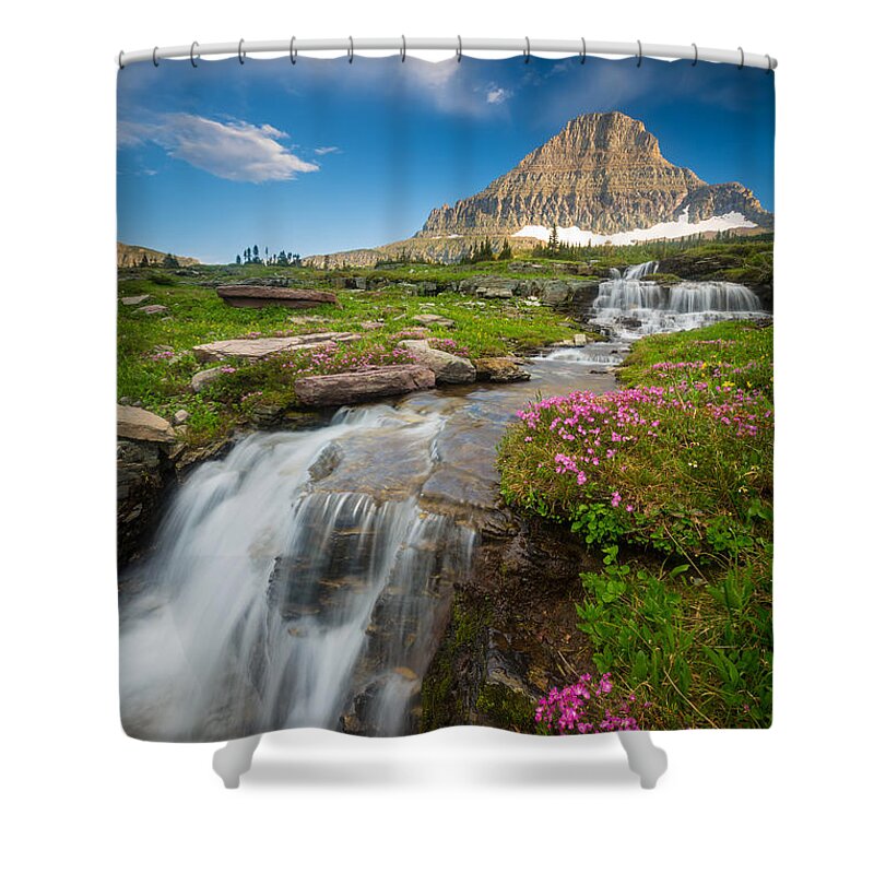 America Shower Curtain featuring the photograph Logan Pass Cascades by Inge Johnsson