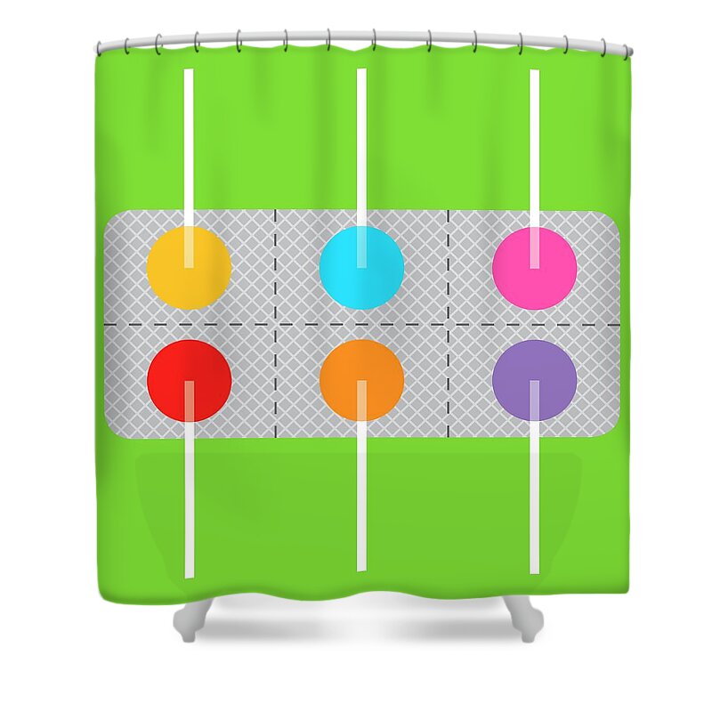 Addiction Shower Curtain featuring the photograph Lollipop Drugs In Blister Pack by Ikon Images
