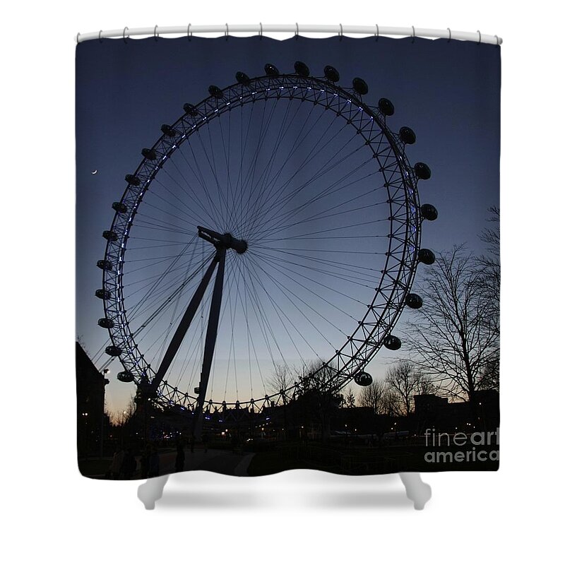 London Shower Curtain featuring the photograph London Eye and New Moon by Jeremy Hayden