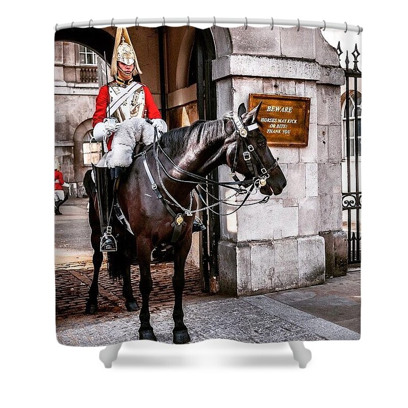 Horse Shower Curtain featuring the photograph London, Palace Guard by Aleck Cartwright
