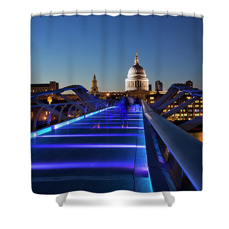 London Millennium Footbridge Shower Curtain featuring the photograph London - St Pauls Cathedral And by Ultraforma 