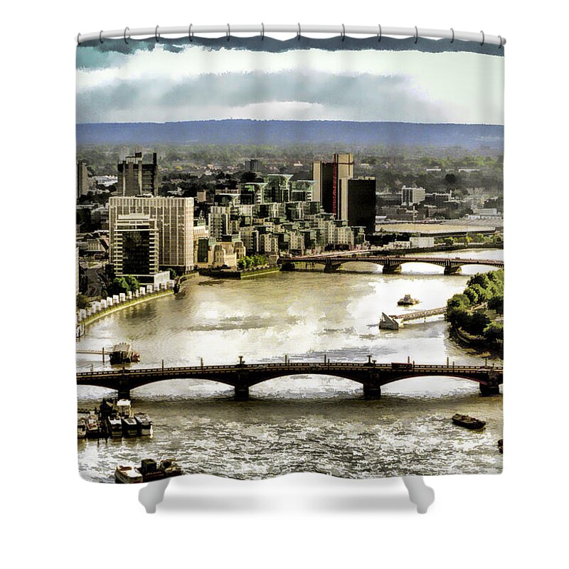 Thames Shower Curtain featuring the photograph London Thames Watercolor by Diana Powell