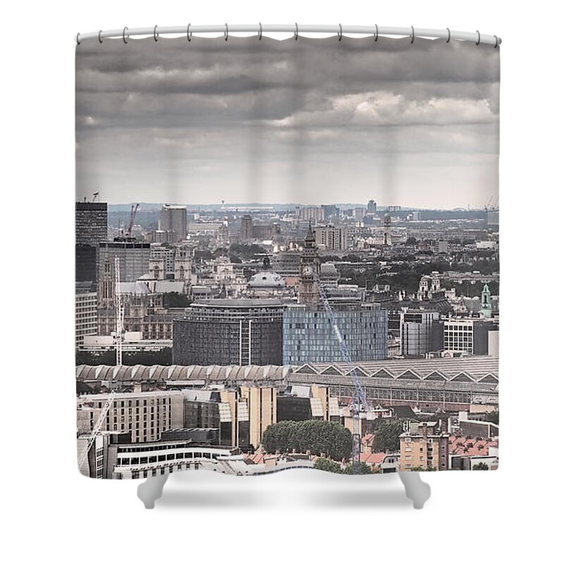 London Shower Curtain featuring the photograph London under Grey Skies by Rona Black