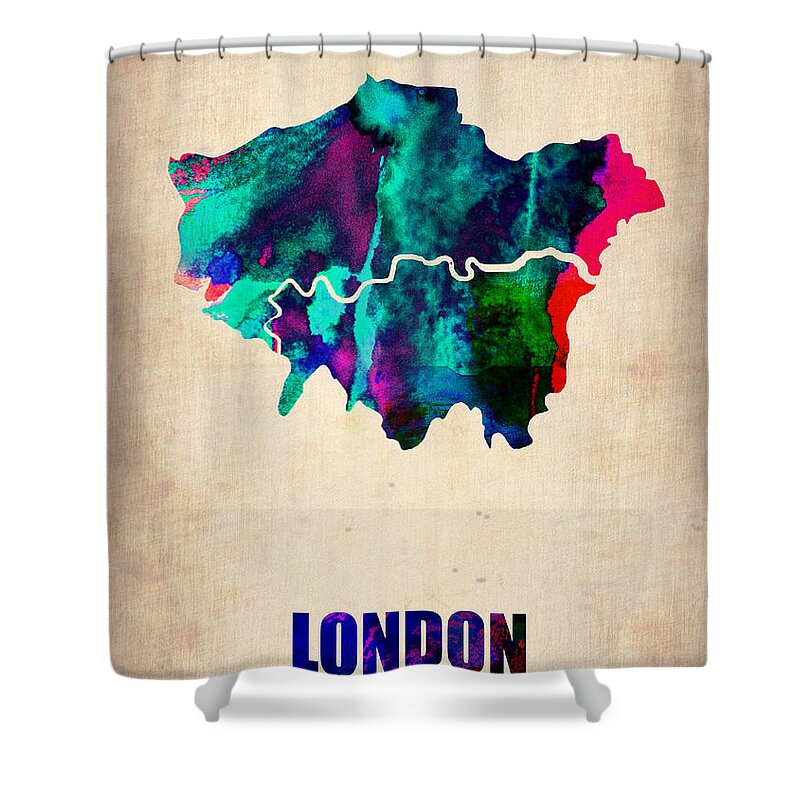 London Shower Curtain featuring the painting London Watercolor Map 2 by Naxart Studio