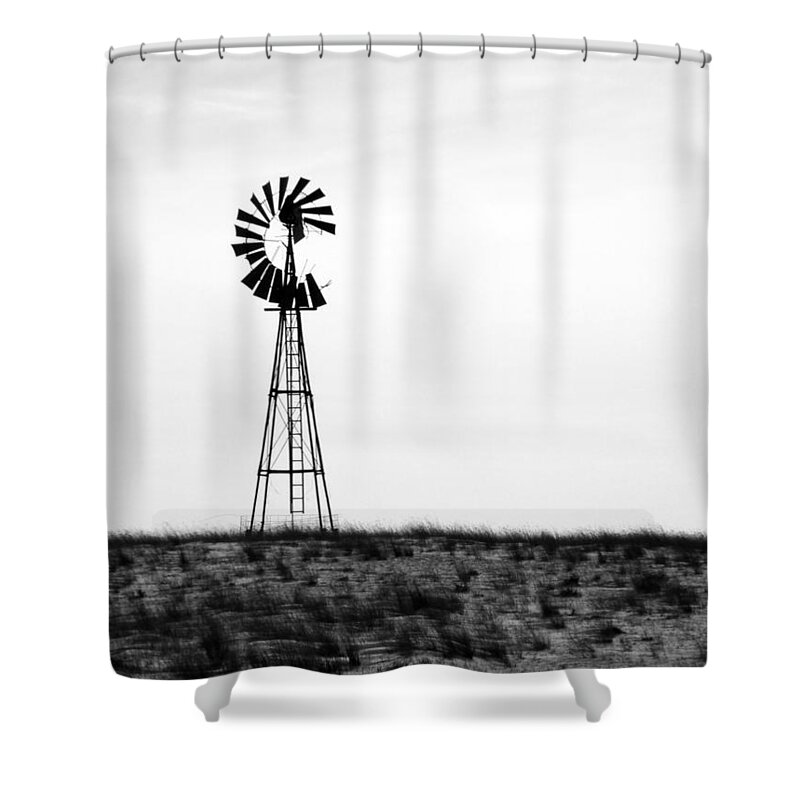 Windmill Shower Curtain featuring the photograph Lone WindMill by Cathy Anderson