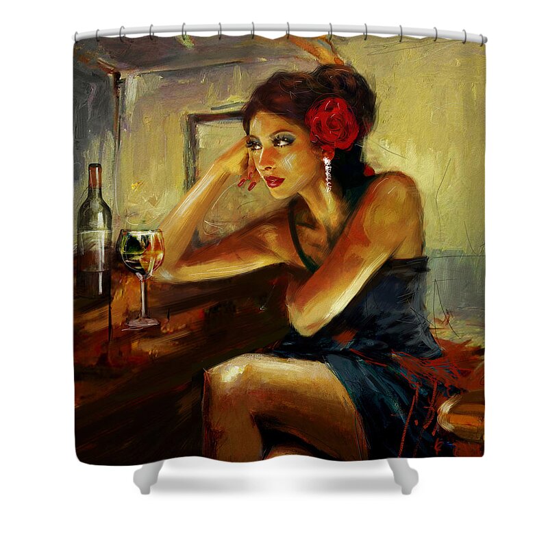 Jazz Shower Curtain featuring the painting Lonely by Maryam Mughal