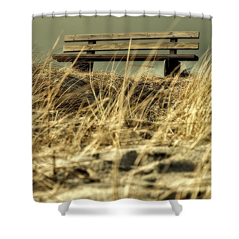 Bench Shower Curtain featuring the photograph Lonely bench by Mike Santis