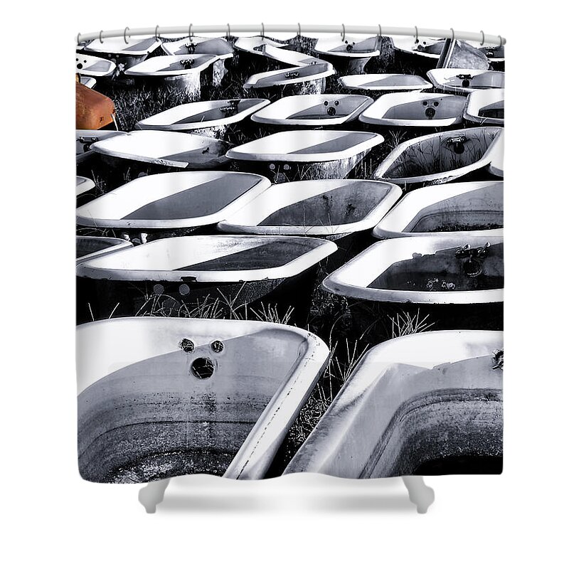 Porcelain Shower Curtain featuring the photograph Lonesome Tub by Daniel George