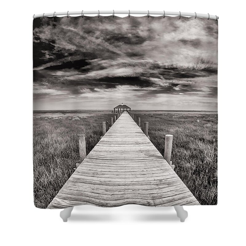 Gulf Of Mexico Shower Curtain featuring the photograph Long Walk by Raul Rodriguez