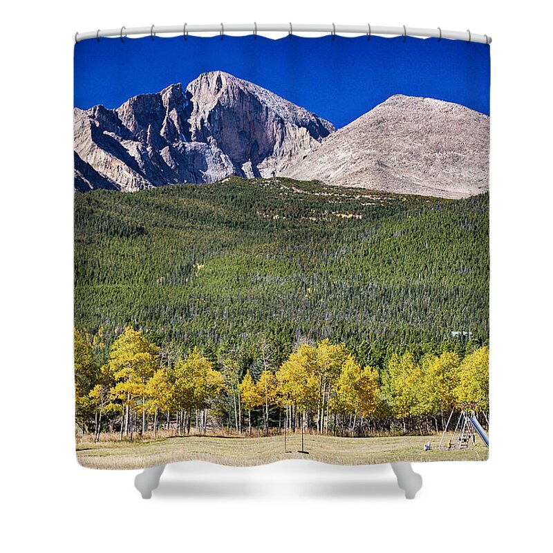Longs Peak Shower Curtain featuring the photograph Longs Peak a Colorado Playground by James BO Insogna