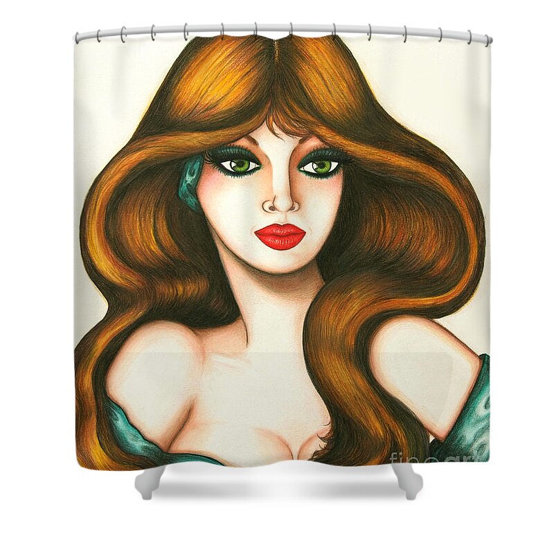 Art Print Shower Curtain featuring the drawing Looking Forward by Tara Shalton