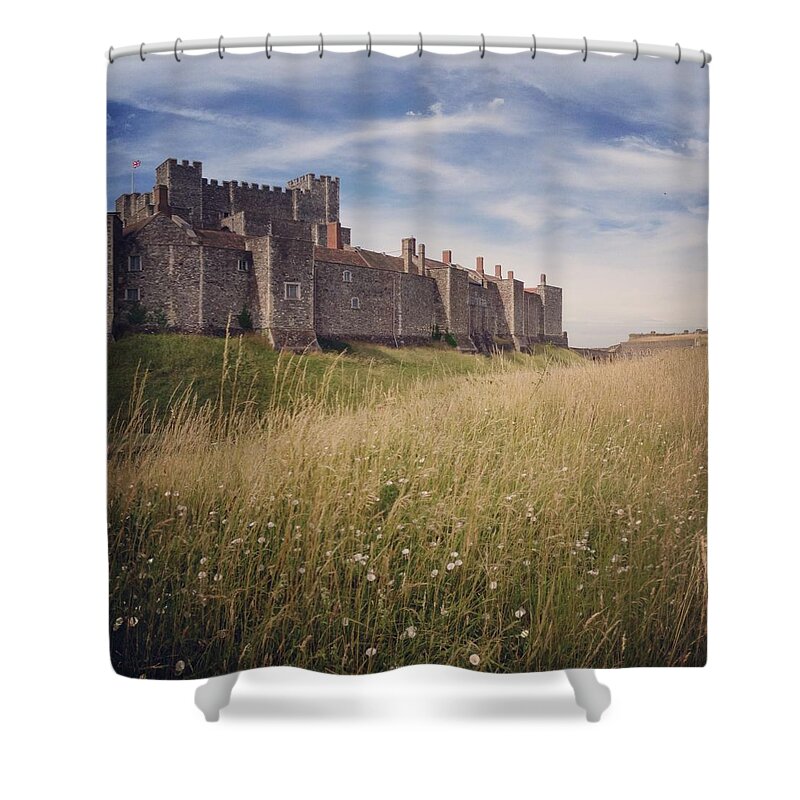 Grass Shower Curtain featuring the photograph Looking Over Long Grass At Medieval by Jodie Griggs