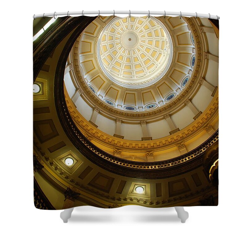 Capitol Shower Curtain featuring the photograph Looking up the Capitol Dome - Denver by Dany Lison