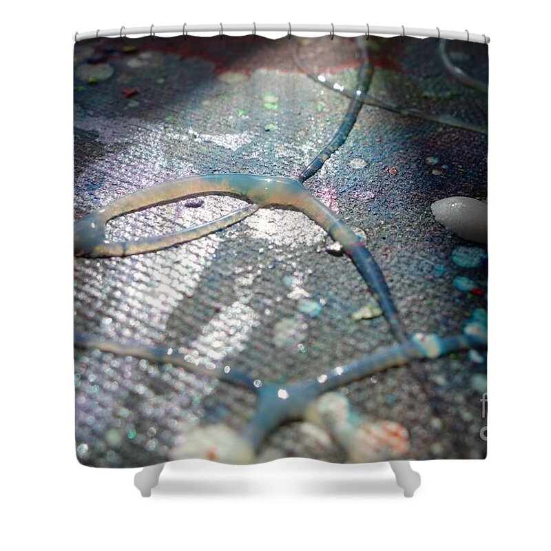 Space Shower Curtain featuring the mixed media Lost In Space 4 by Jacqueline Athmann