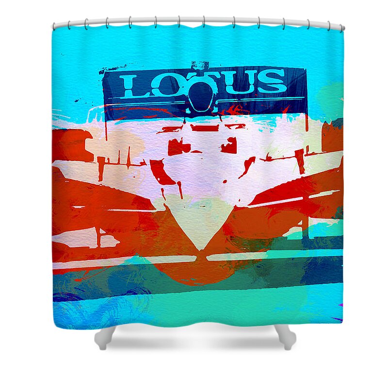 Lotus Shower Curtain featuring the painting Lotus F1 Racing by Naxart Studio
