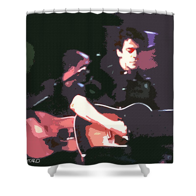 Lou Reed Shower Curtain featuring the painting Lou Reed Performing by George Pedro