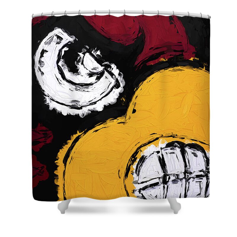 Cards Shower Curtain featuring the photograph Louisville cardinals Painted Digitally 2 by David Haskett II