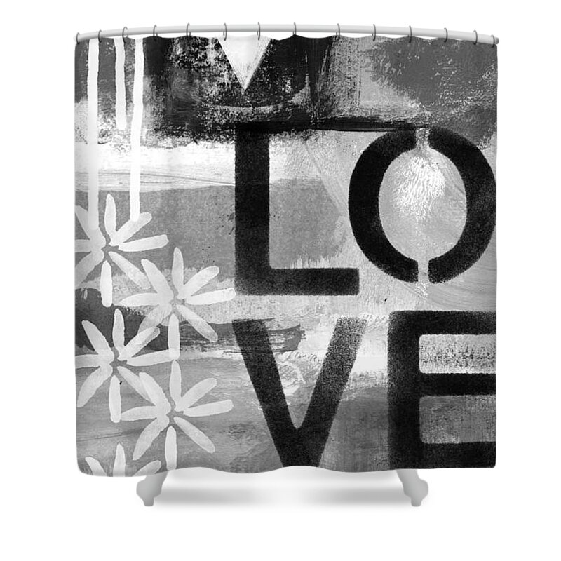 Love Shower Curtain featuring the painting Love- abstract painting by Linda Woods
