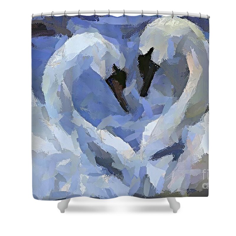 Expression Shower Curtain featuring the painting Love In Blue by Dragica Micki Fortuna