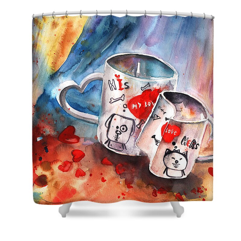 Love Shower Curtain featuring the painting Love Mugs by Miki De Goodaboom