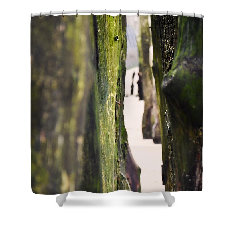 St Malo Shower Curtain featuring the photograph Love note on a wave breaker by PatriZio M Busnel