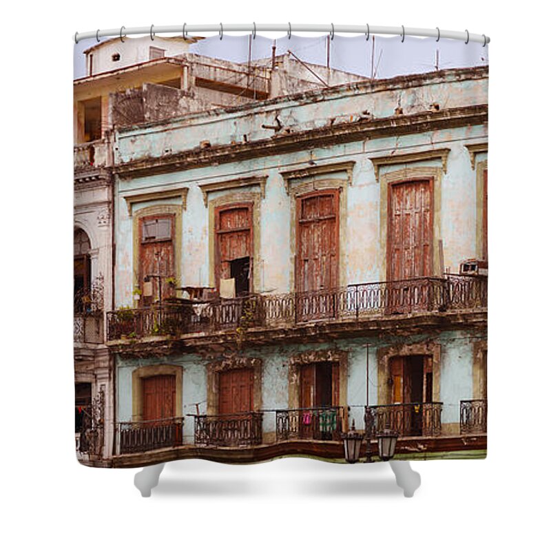 Photography Shower Curtain featuring the photograph Low Angle View Of Buildings, Havana by Panoramic Images