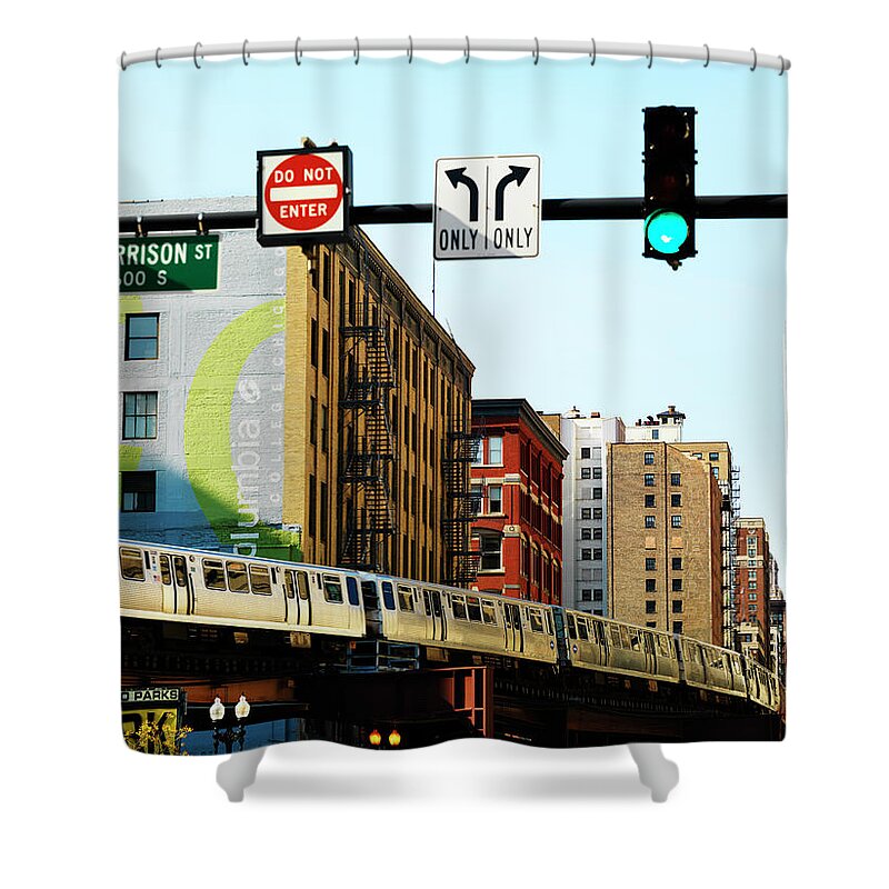 Train Shower Curtain featuring the photograph Low Angle View Of Subway Train by Johner Images