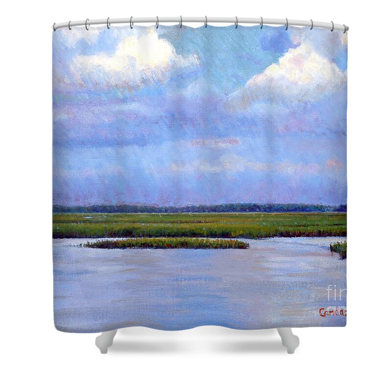 Low Country Shower Curtain featuring the painting Low Country High by Candace Lovely