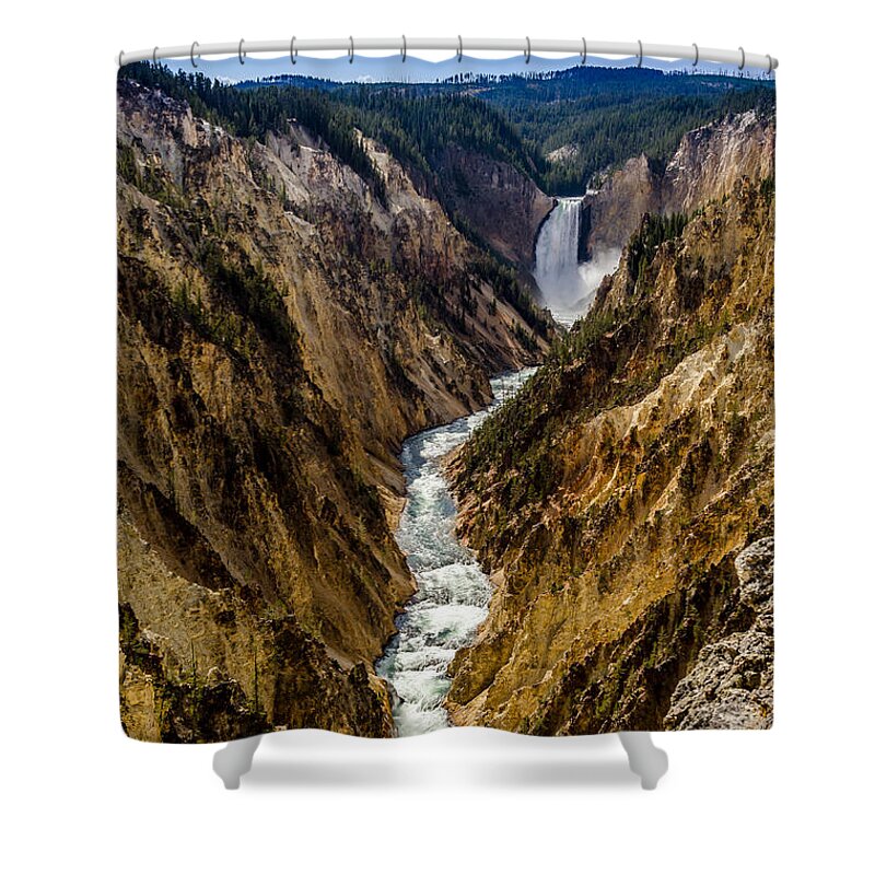 Lower Falls Of Grand Canyon Of Yellowstone Shower Curtain featuring the photograph Lower Falls of Grand Canyon of Yellowstone by Debra Martz