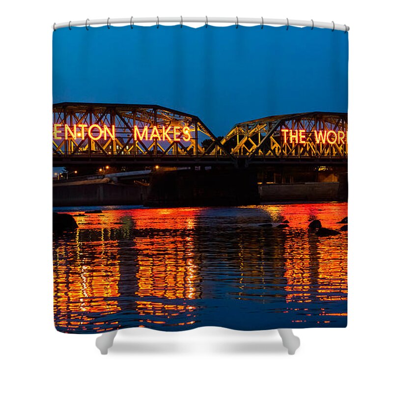 New Jersey Shower Curtain featuring the photograph Lower Trenton Bridge by Louis Dallara