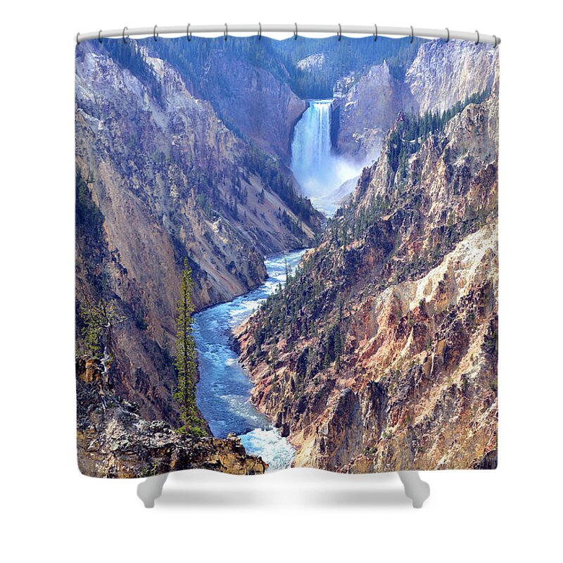 Lower Shower Curtain featuring the photograph Lower Yellowstone Falls by Tranquil Light Photography