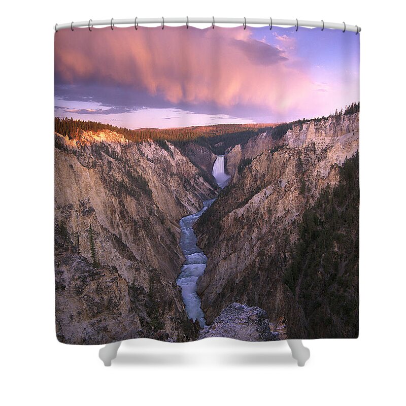 Feb0514 Shower Curtain featuring the photograph Lower Yellowstone Falls Wyoming by Tim Fitzharris