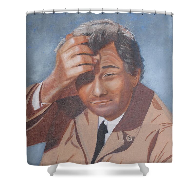 Portraits Shower Curtain featuring the painting Lt. Columbo by Kathie Camara