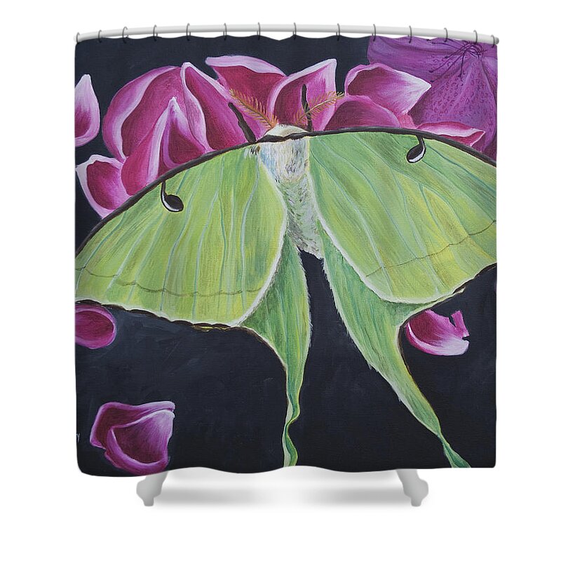 Luna Moth Shower Curtain featuring the painting Luna Moth by Jaime Haney