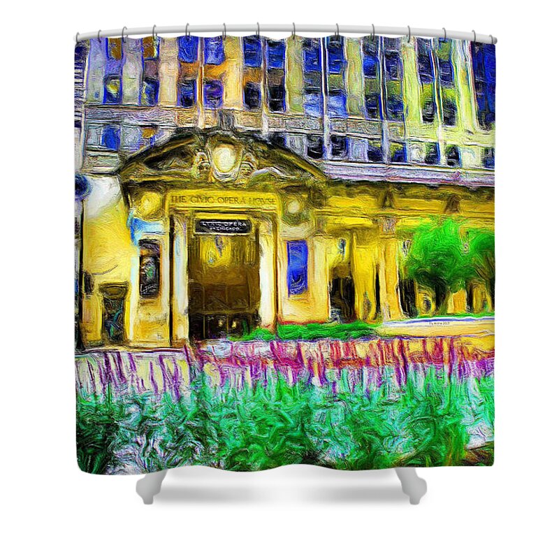 Lyric Opera House Shower Curtain featuring the painting Lyric Opera House of Chicago by Ely Arsha
