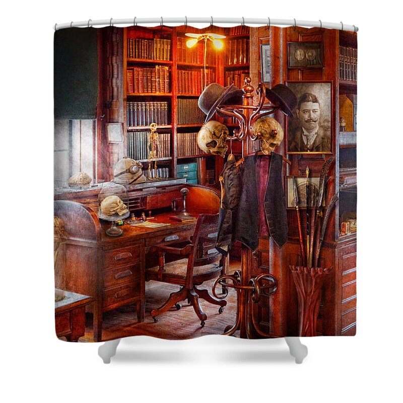 Headhunter Shower Curtain featuring the photograph Macabre - In the Headhunters study by Mike Savad