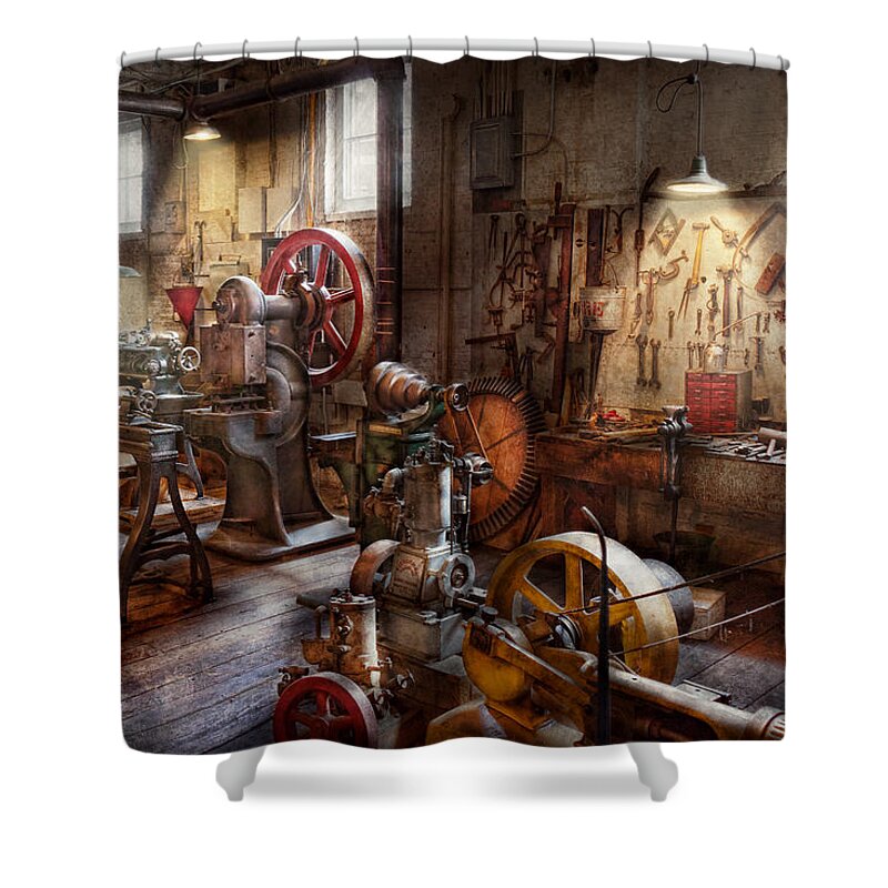 Machinist Shower Curtain featuring the photograph Machinist - A room full of memories by Mike Savad