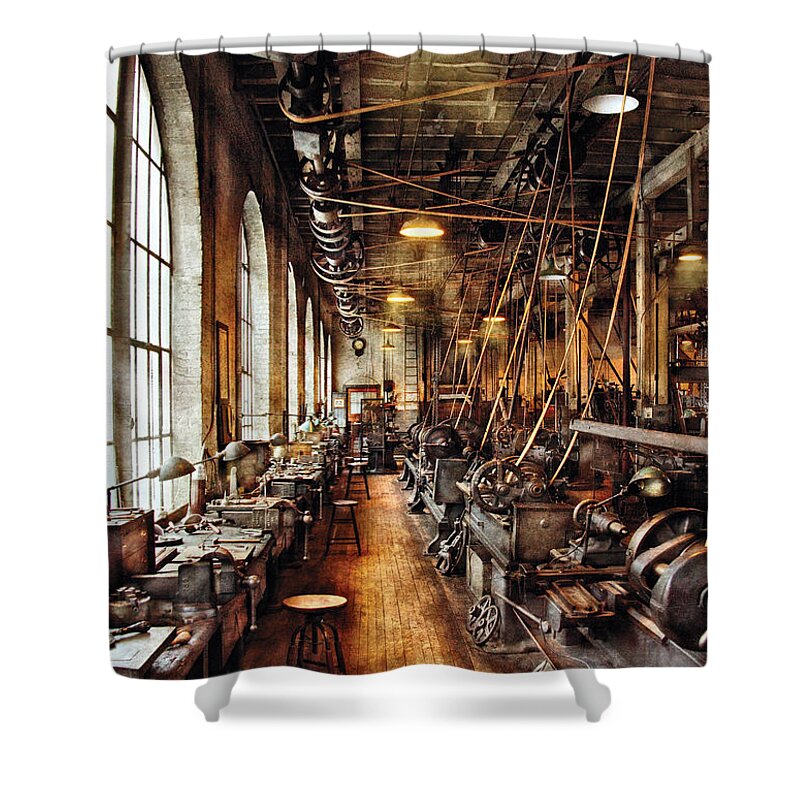 Machinist Shower Curtain featuring the photograph Machinist - Machine Shop Circa 1900's by Mike Savad