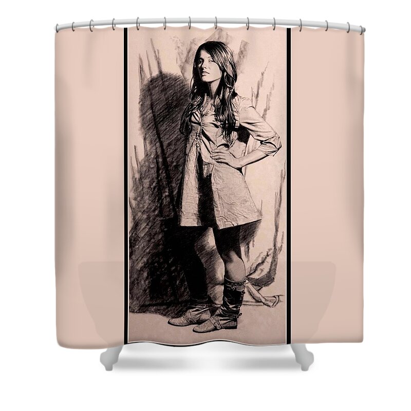 Whelan Art Shower Curtain featuring the drawing Made in America by Patrick Whelan