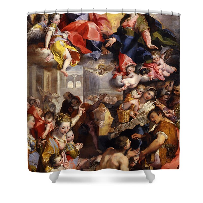 Federico Barocci Shower Curtain featuring the painting Madonna of the people by Federico Barocci