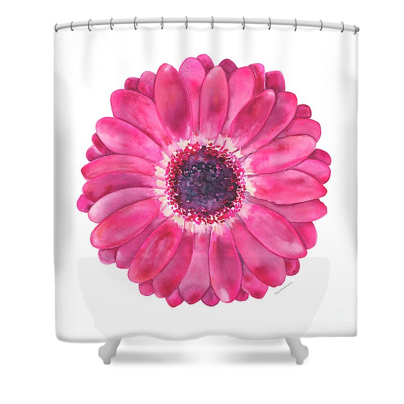 Pink Shower Curtain featuring the painting Magenta Gerbera Daisy by Amy Kirkpatrick