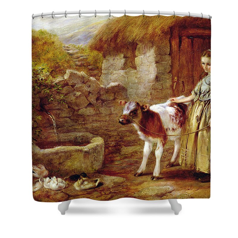 Cow Shower Curtain featuring the painting Maggie's Charge by John H Dell