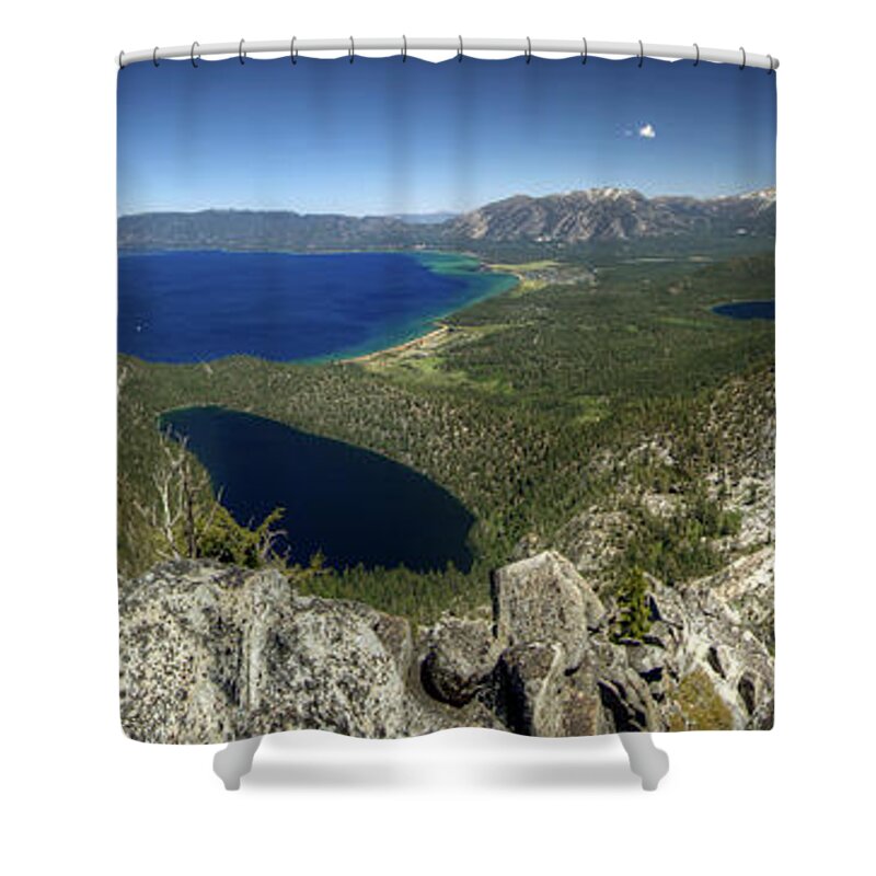 Scenics Shower Curtain featuring the photograph Maggies Peak Panorama by Photo ©tan Yilmaz