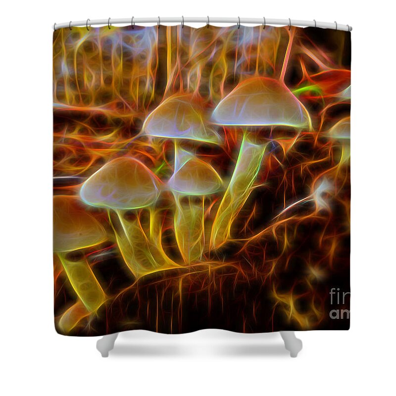 Autumn Shower Curtain featuring the digital art Magic Mushroom-3 by Casper Cammeraat