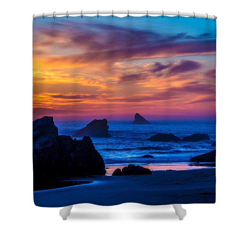 Ocean Sunset Shower Curtain featuring the photograph Magical Sunset - Harris Beach - Oregon by Gary Whitton