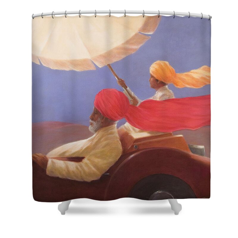 Male Shower Curtain featuring the photograph Maharaja At Speed, 2010 Acrylic On Canvas by Lincoln Seligman