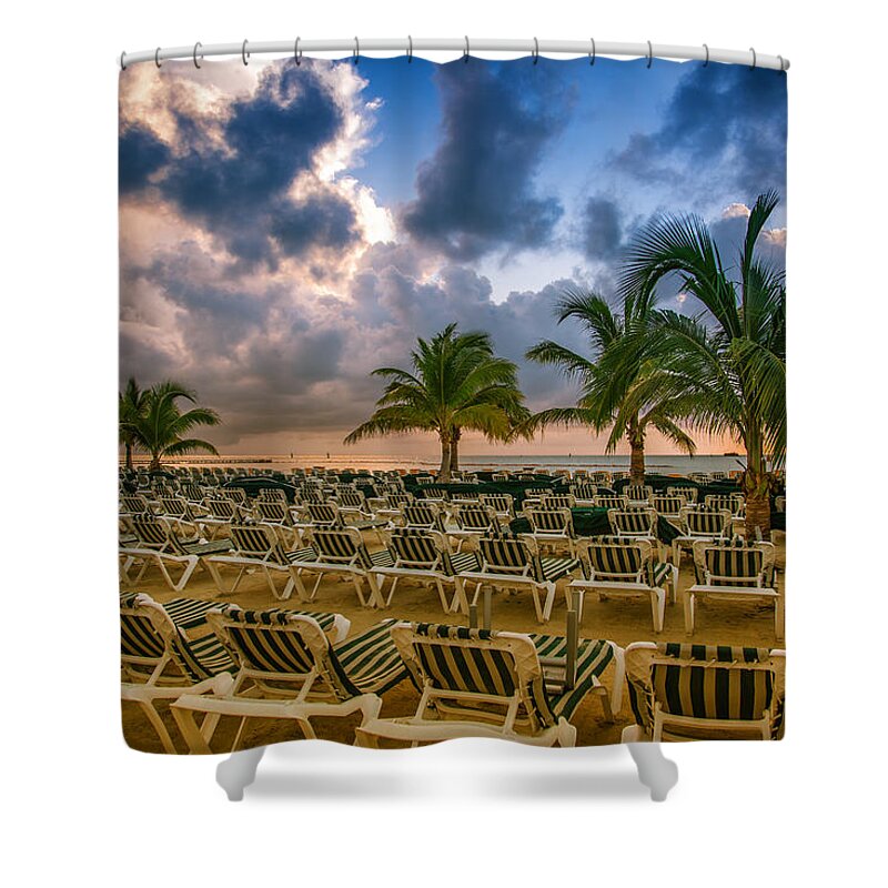 Beach Shower Curtain featuring the photograph Mahogany bay beach-Roatan-Honduras by Eti Reid