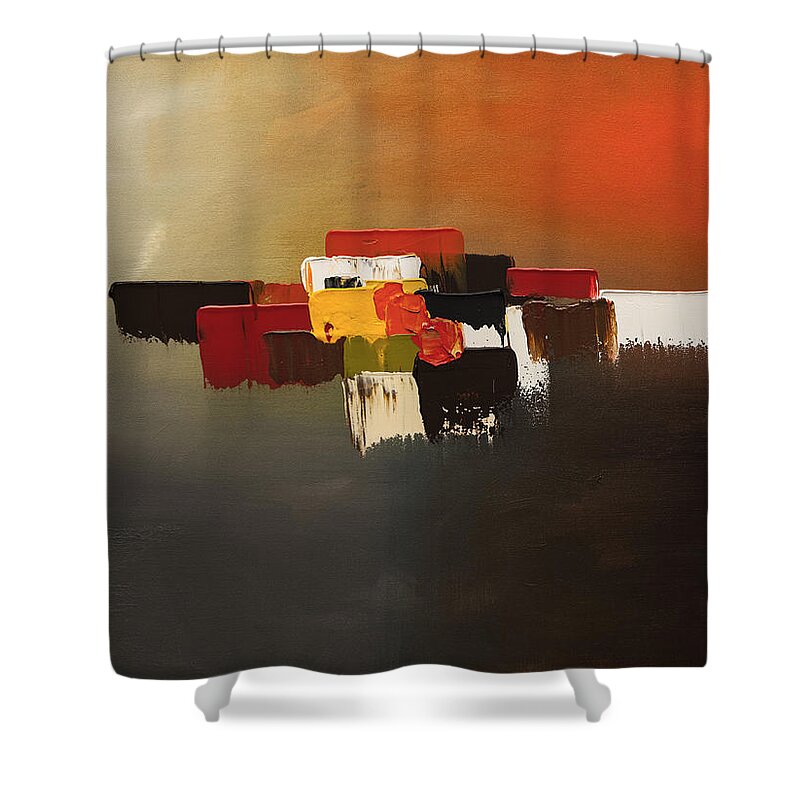 Abstract Art Shower Curtain featuring the painting Majestic by Carmen Guedez